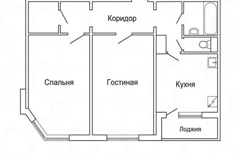 Чертеж двухкомнатной квартиры