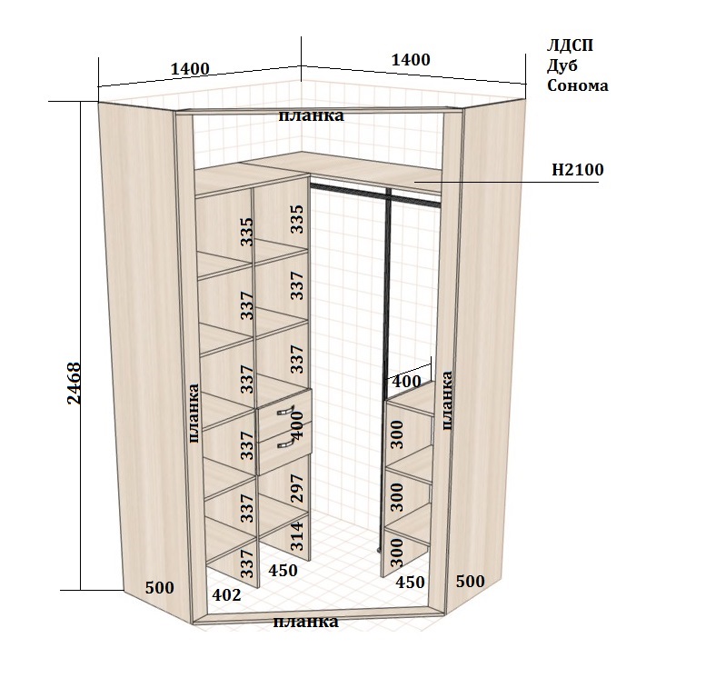 Как сделать угловой шкаф своими руками схемы чертежи