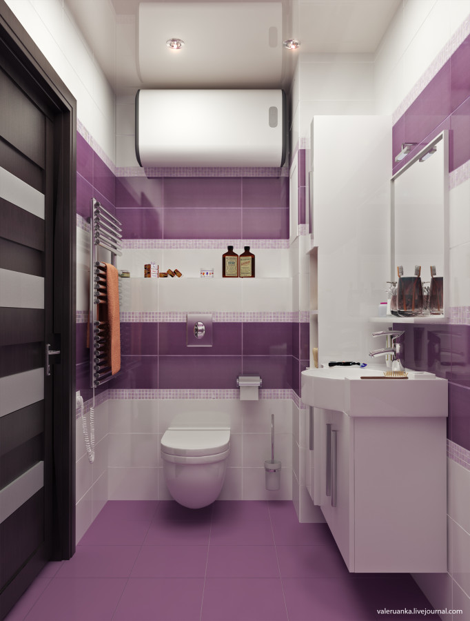 Дизайн ванной комнаты в сиреневом цвете фото: Сиреневая ванная комната .