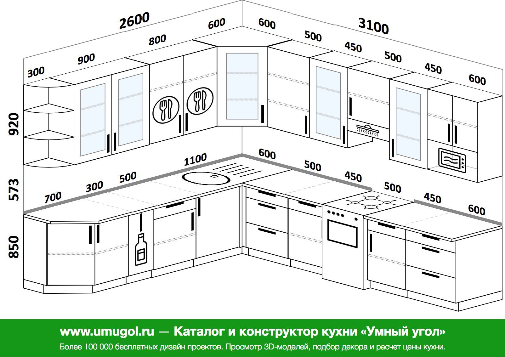 варианты кухонных шкафов с размерами