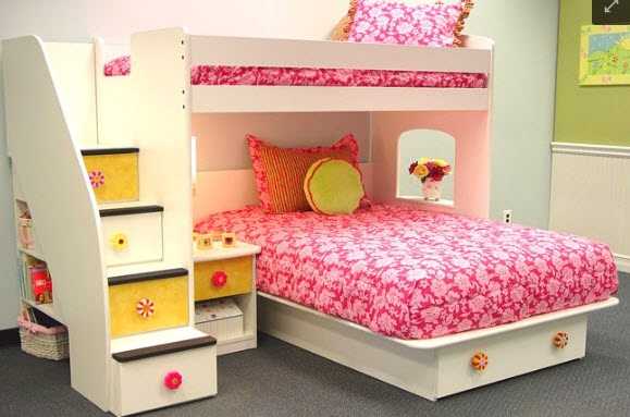 Кровать для девочки от 7 лет и старше с мягкой спинкой