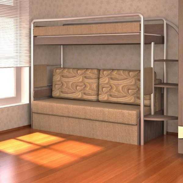 Двухъярусная кровать внизу диван наверху кровать
