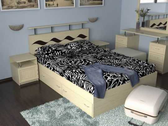 Двуспальная кровать 140х200 с выдвижными ящиками