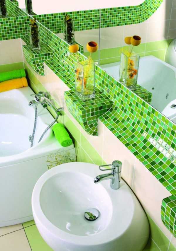 Интерьер ванной комнаты в зеленых тонах