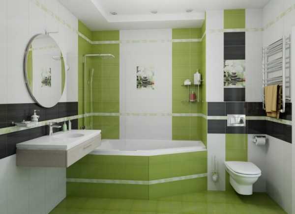 Интерьер зеленой ванной комнаты