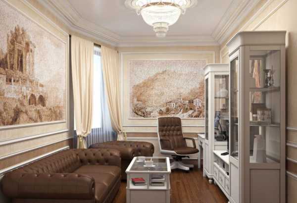 Интерьер гостиной с витринами в классическом стиле