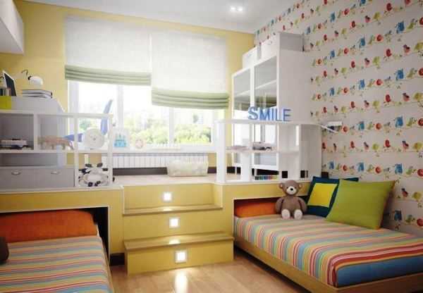 Детская комната дизайн для двоих разнополых 18 кв с балконом