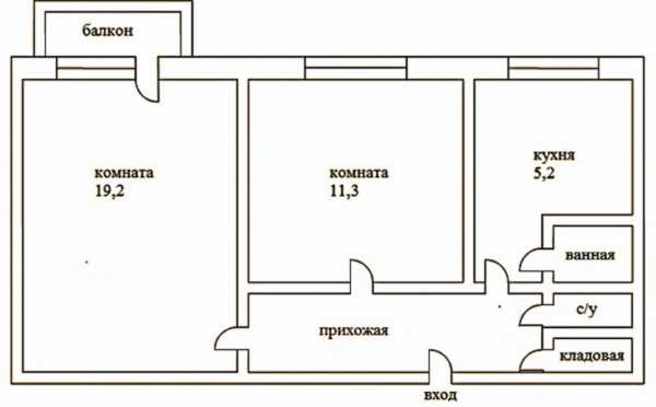 План двухкомнатной квартиры хрущевки с размерами