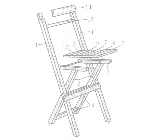 Схема стула из дерева складного