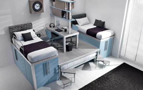 Дизайн комнаты для подростка с диваном и кроватью