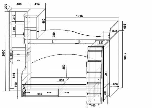 Чертеж 2 х спальной кровати