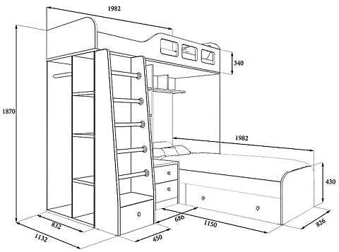 Чертеж 2 х спальной кровати